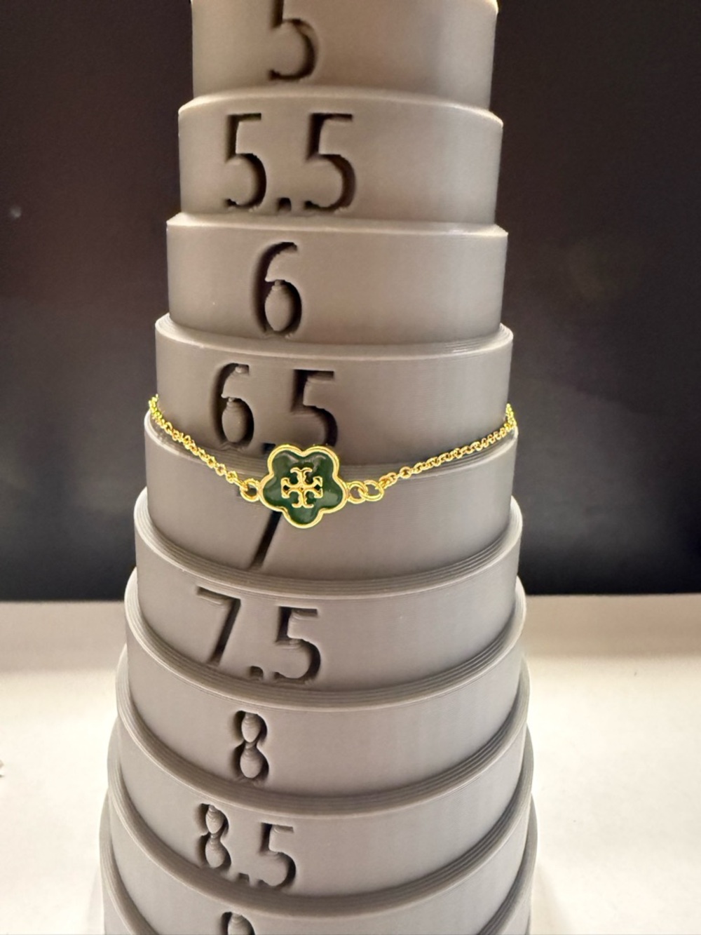NEW Tory Burch Kira Enamel Flower Chain Bracelet Green Adjustable Forget Me Not - Picture 5 of 6